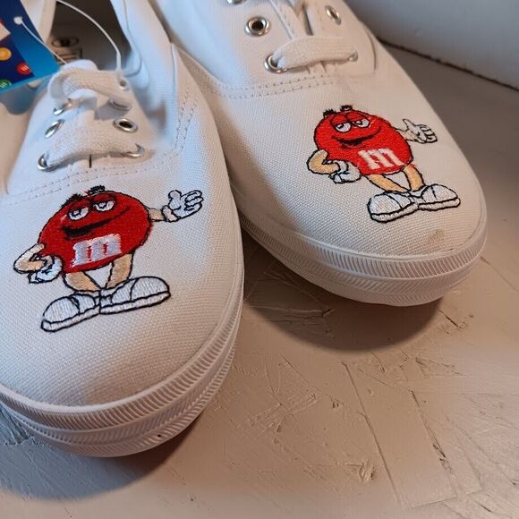 M&M’s Vintage Shoes Canvas Women’s Size 9 White Red 2000 - Picture 2 of 7